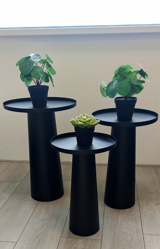 Image 1 of 3 Conical Black Side Tables