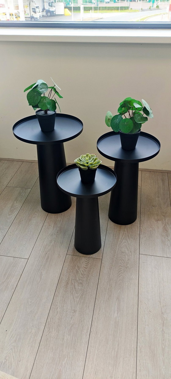 Image 1 of 3 Conical Black Side Tables