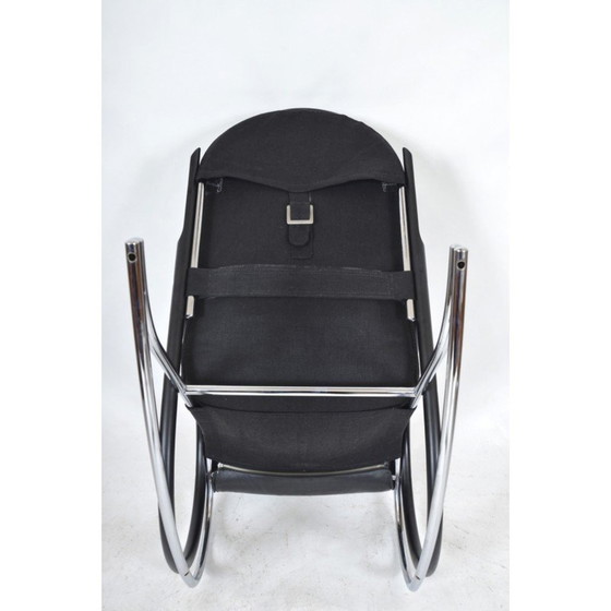 Image 1 of Vintage Nonna rocking chair in blackened bentwood and leather by Paul Tuttle for Strässle International, Switzerland 1970