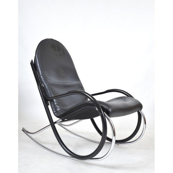 Image 1 of Vintage Nonna rocking chair in blackened bentwood and leather by Paul Tuttle for Strässle International, Switzerland 1970