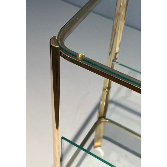 Image 1 of Vintage bronze and glass magazine rack by Jacques Théophile Lepelletier for Broncz, France 1970
