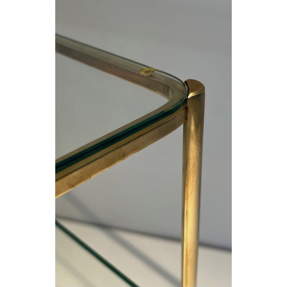 Image 1 of Vintage bronze and glass magazine rack by Jacques Théophile Lepelletier for Broncz, France 1970
