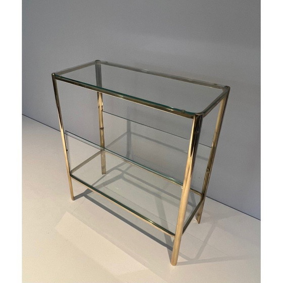 Image 1 of Vintage bronze and glass magazine rack by Jacques Théophile Lepelletier for Broncz, France 1970