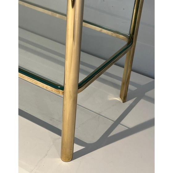 Image 1 of Vintage bronze and glass magazine rack by Jacques Théophile Lepelletier for Broncz, France 1970