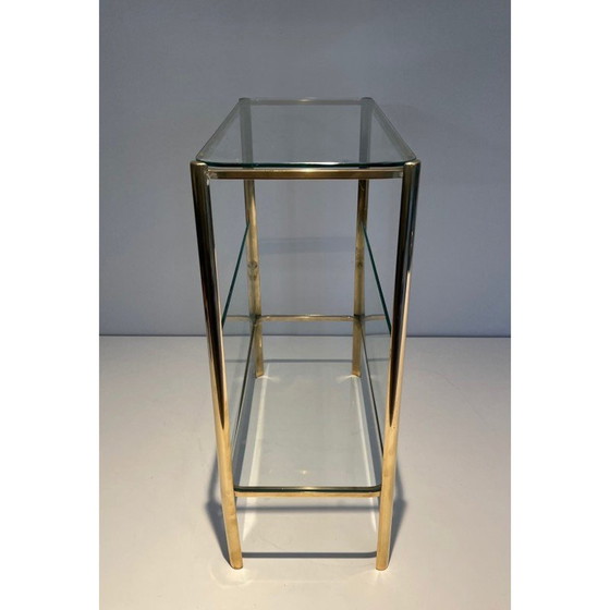 Image 1 of Vintage bronze and glass magazine rack by Jacques Théophile Lepelletier for Broncz, France 1970