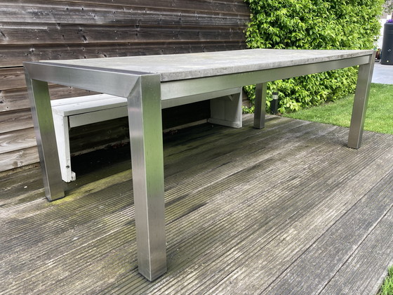 Image 1 of Garden table Stainless steel and stone