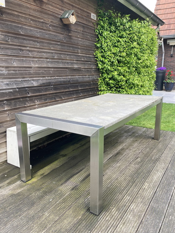 Image 1 of Garden table Stainless steel and stone