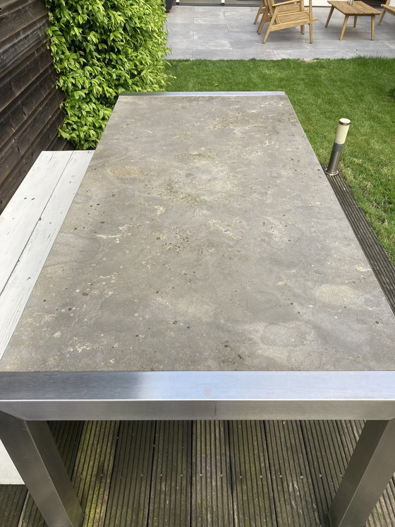 Image 1 of Garden table Stainless steel and stone