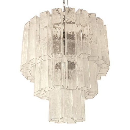 Contemporary Clear "Square Tubes" Murano Glass Chandelier