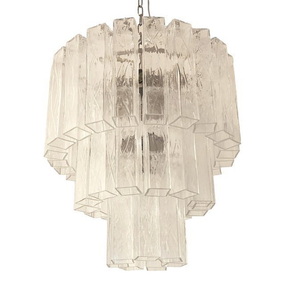 Image 1 of Contemporary Clear "Square Tubes" Murano Glass Chandelier