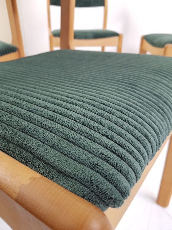 Image 1 of 4 sedie da pranzo vintage danesi Findah Oak Dark Green Rib