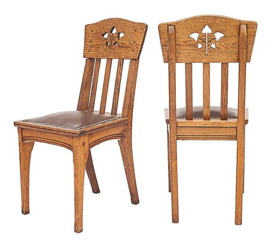 Image 1 of Set Of 6 Art Nouveau Chairs By Léon Jallot