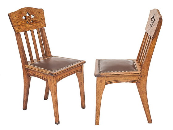 Image 1 of Set Of 6 Art Nouveau Chairs By Léon Jallot