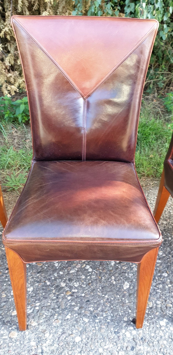 Image 1 of 6x Schuitema Art Nouveau Rac Royal Antique Exclusive Leather Dining Chairs