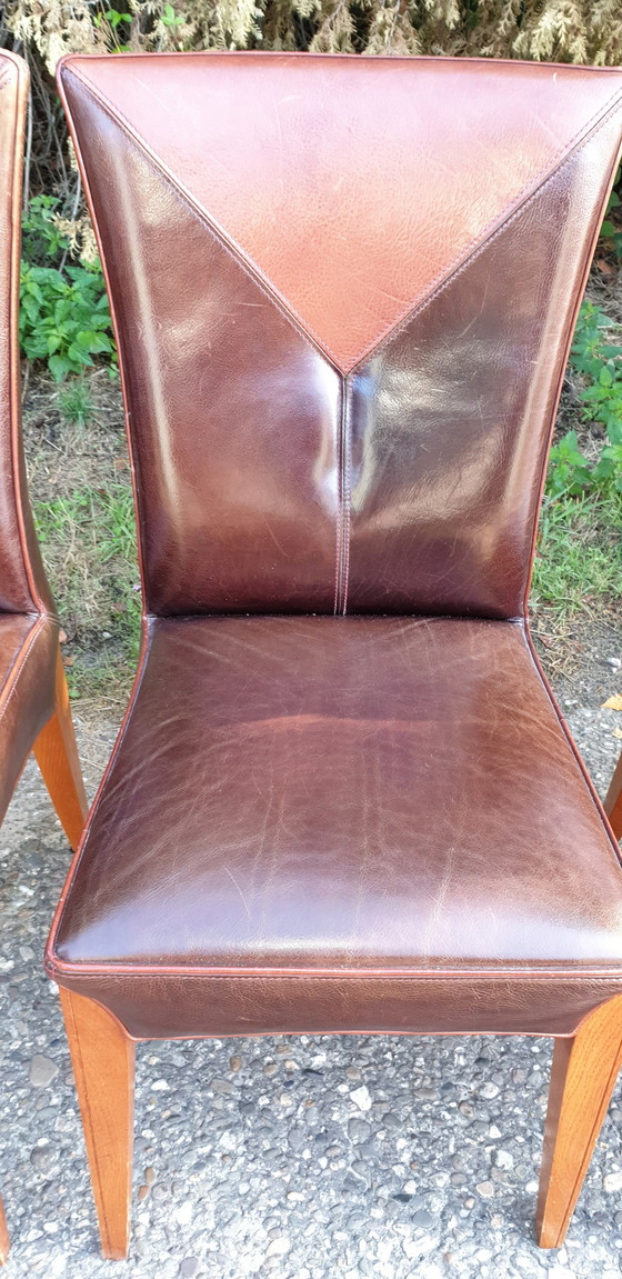 Image 1 of 6x Schuitema Art Nouveau Rac Royal Antique Exclusive Leather Dining Chairs