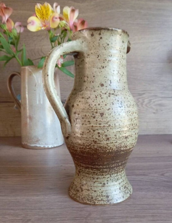 Image 1 of Pichet Artisanat Stoneware Pyrité 1960, Signed Le Cep Jean Tessier- France