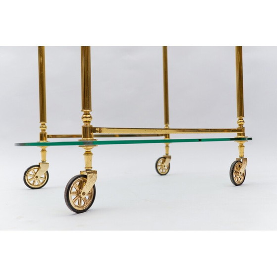 Image 1 of Vintage serving bar cart in brass and glass, Italy 1960