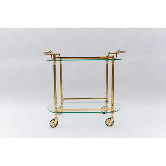 Image 1 of Vintage serving bar cart in brass and glass, Italy 1960