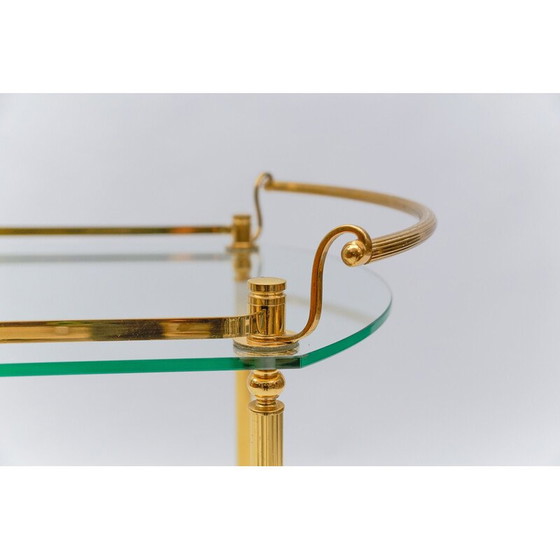 Image 1 of Vintage serving bar cart in brass and glass, Italy 1960