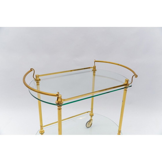 Image 1 of Vintage serving bar cart in brass and glass, Italy 1960