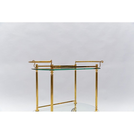 Image 1 of Vintage serving bar cart in brass and glass, Italy 1960