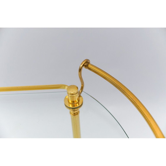 Image 1 of Vintage serving bar cart in brass and glass, Italy 1960