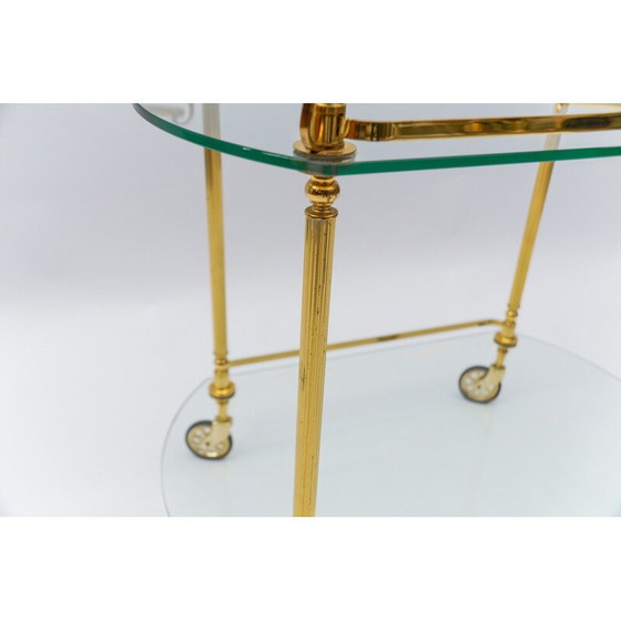 Image 1 of Vintage serving bar cart in brass and glass, Italy 1960