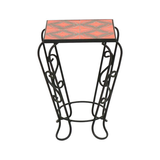 Image 1 of Ceramic Plant Table With 4 Orange Tiles