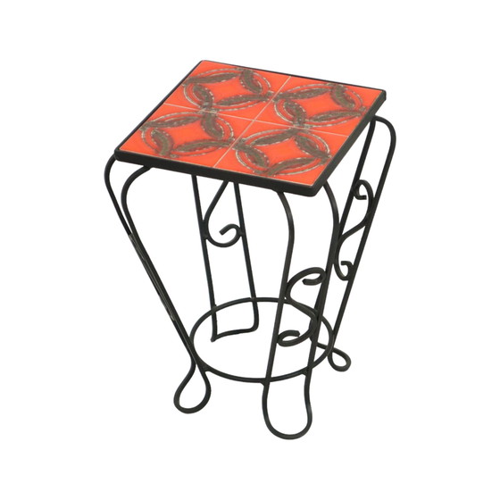 Image 1 of Ceramic Plant Table With 4 Orange Tiles