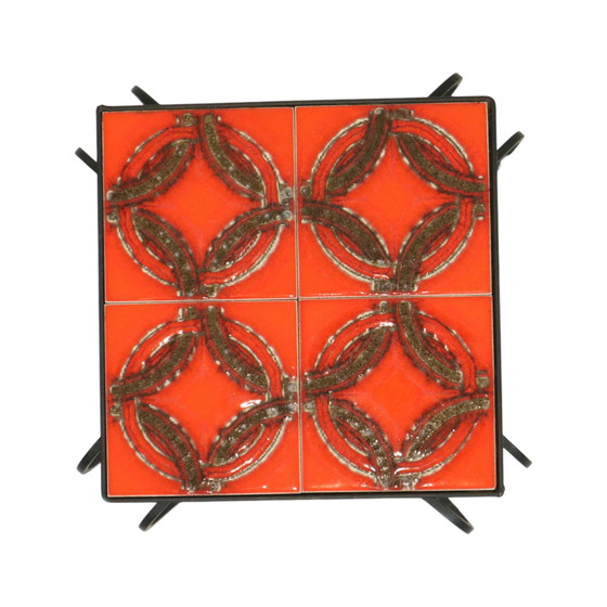 Image 1 of Table à plantes en céramique avec 4 carreaux orange