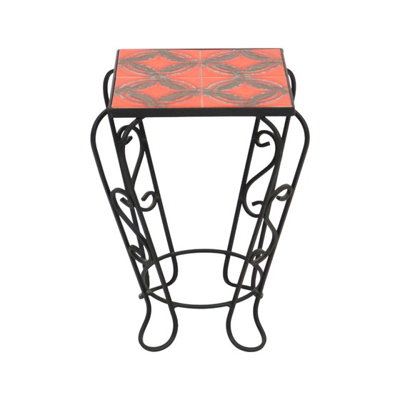 Image 1 of Ceramic Plant Table With 4 Orange Tiles