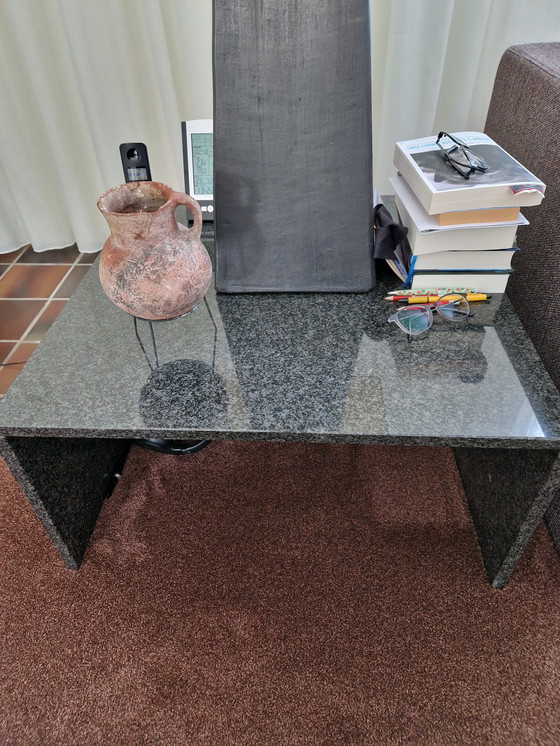 Image 1 of 2x Black Granite Cheek Tables