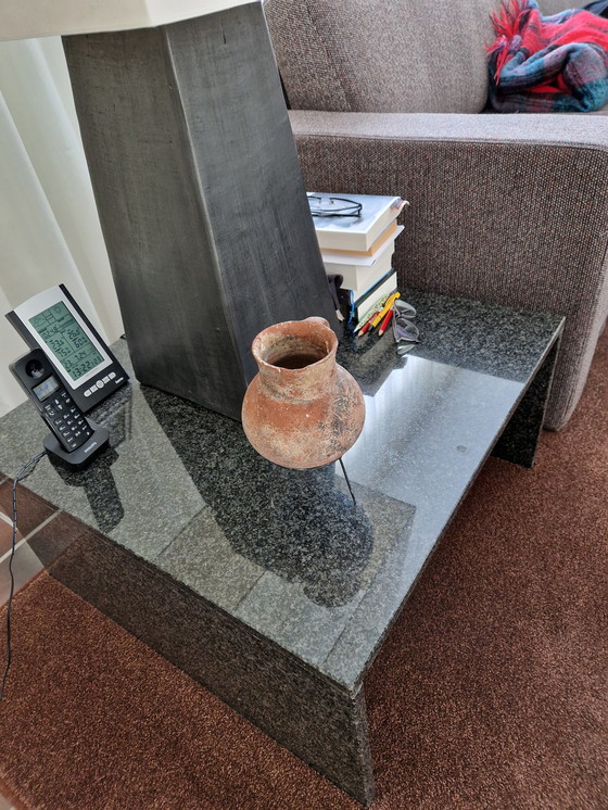 Image 1 of 2x Black Granite Cheek Tables