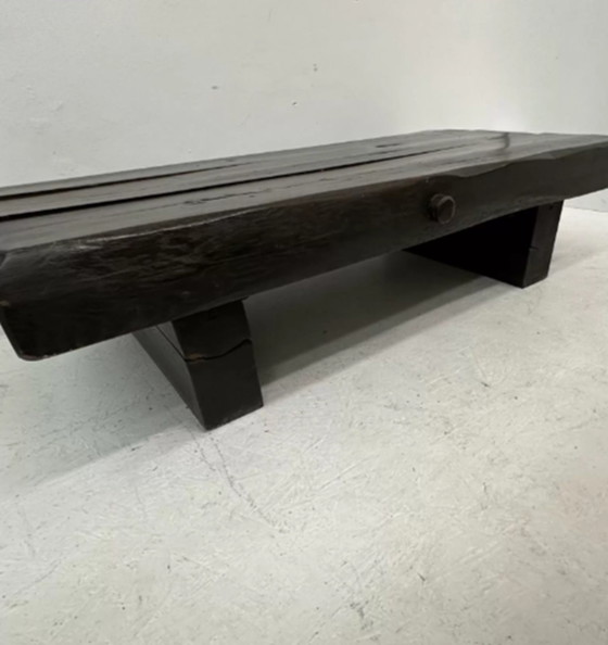 Image 1 of Brutalist solid wooden coffee table , 1970’s