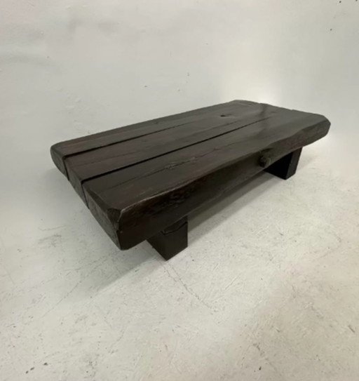 Brutalist solid wooden coffee table , 1970’s