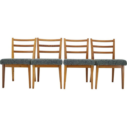 Set of 4 vintage oakwood dining chairs ,Czechoslovakia 1960s