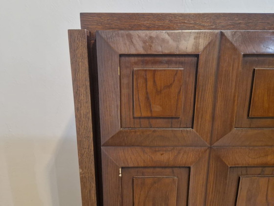 Image 1 of Brutalist Bar Cabinet - Vintage - 80'S - Dark brown - Wood