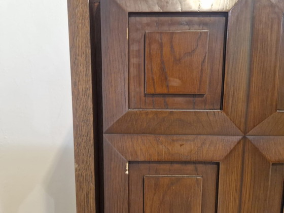 Image 1 of Brutalist Bar Cabinet - Vintage - 80'S - Dark brown - Wood