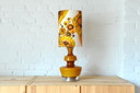 Lampe de table vintage De Rupel en verre ocre jaune avec nouvel abat-jour fait main