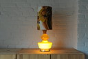 Lampe de table vintage De Rupel en verre ocre jaune avec nouvel abat-jour fait main