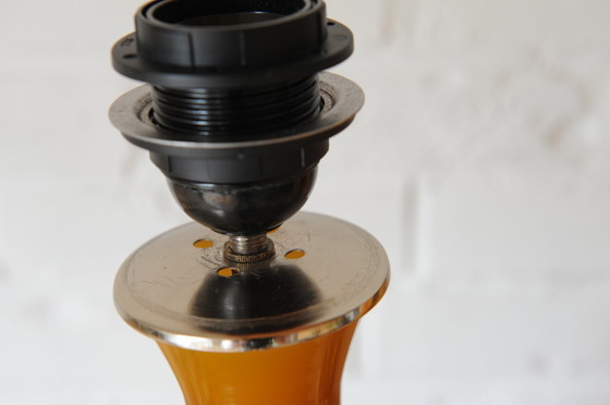 Image 1 of Lampe de table vintage De Rupel en verre ocre jaune avec nouvel abat-jour fait main