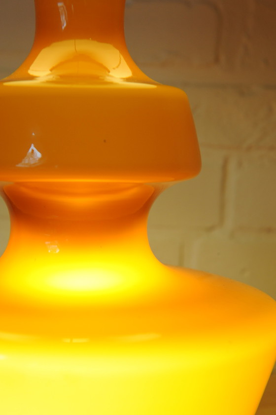 Image 1 of Lampe de table vintage De Rupel en verre ocre jaune avec nouvel abat-jour fait main