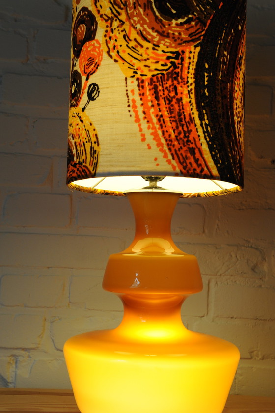 Image 1 of Lampe de table vintage De Rupel en verre ocre jaune avec nouvel abat-jour fait main
