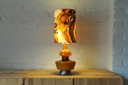 Lampe de table vintage De Rupel en verre ocre jaune avec nouvel abat-jour fait main