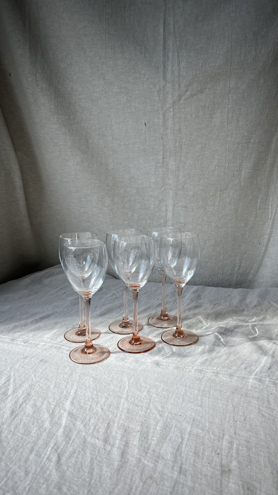 Image 1 of 6x pink luminarc rose wine glasses