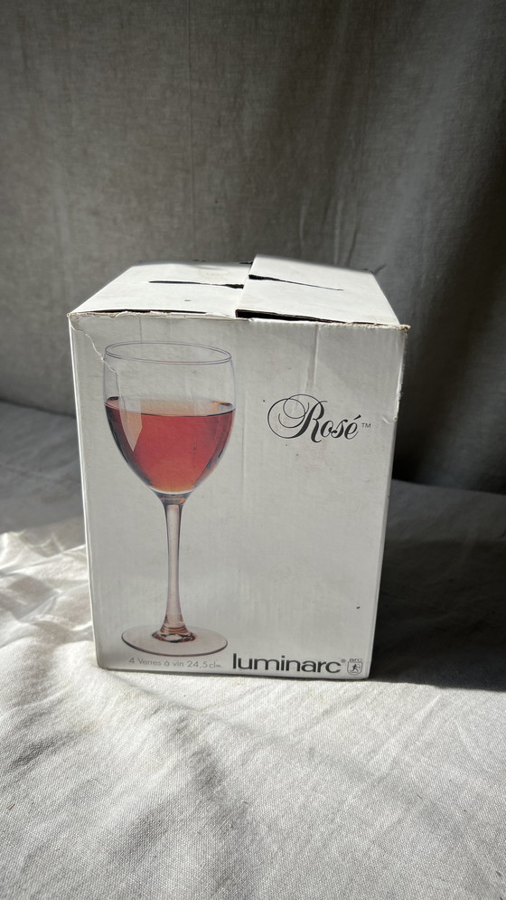 Image 1 of 6x pink luminarc rose wine glasses