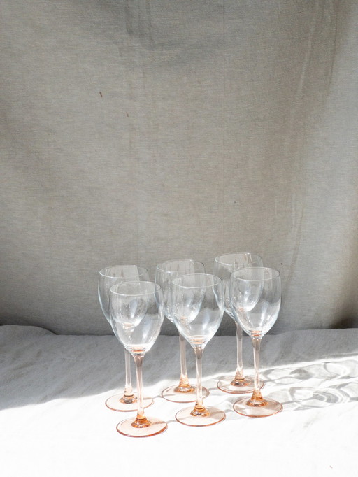 6x pink luminarc rose wine glasses