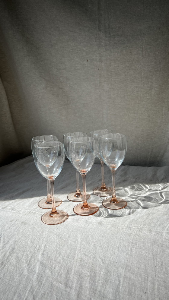 Image 1 of 6x pink luminarc rose wine glasses