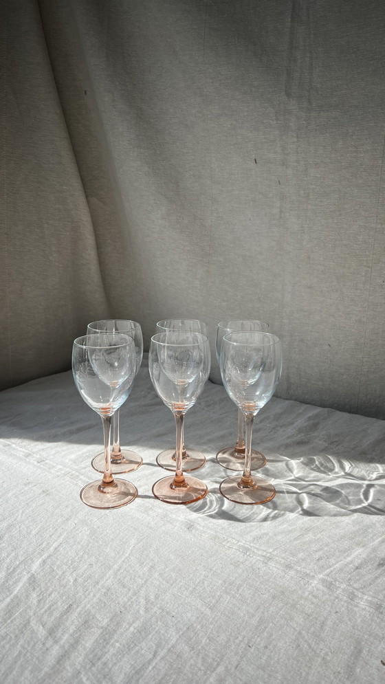 Image 1 of 6x pink luminarc rose wine glasses