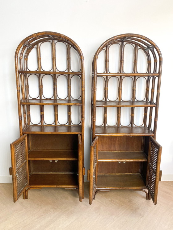 Image 1 of 2X Rattan Bow Cabinet